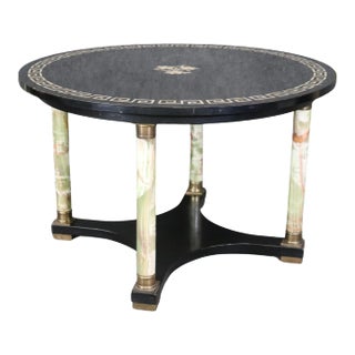 Italian Neoclassical Green Onyx and Mother of Pearl Inlaid Center Table For Sale