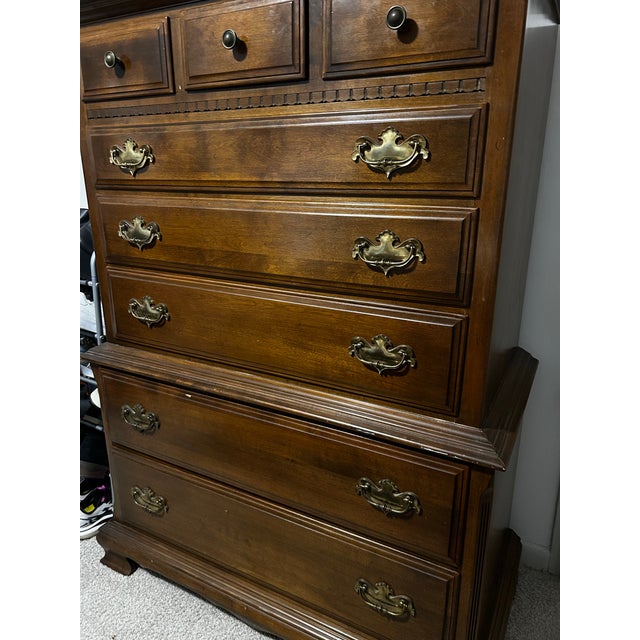 Vintage, original, Ethan Allen (15-5205, 041175) chest of drawers is solid maple wood from the Classic Manor Collection....