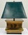 Underwriters Laboratories Vintage Large Brass Table Lamp W/ Oversized Painted Green Shade For Sale - Image 4 of 9