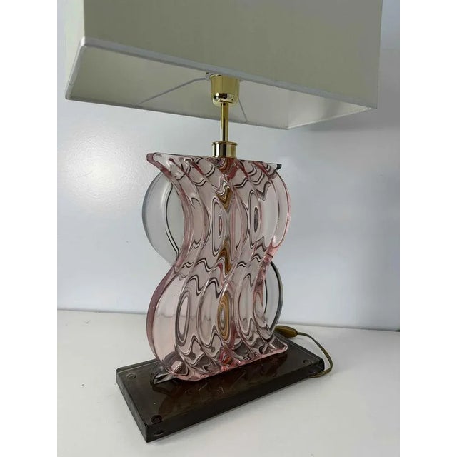 Art Deco Style Pink Murano Glass Table Lamps, 2000s, Set of 2 For Sale - Image 9 of 13