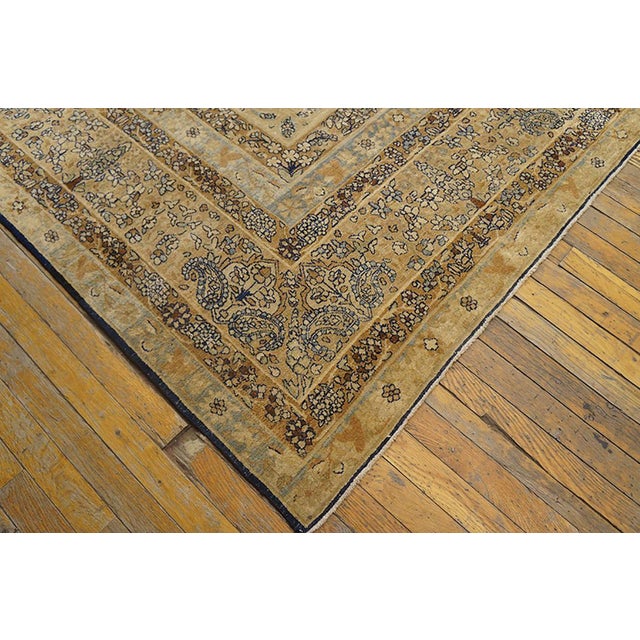 Early 20th Century Authentic Medallion Design on a Ivory Open Field Antique Persian Kerman Rug For Sale - Image 5 of 5