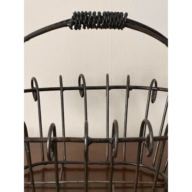 Vintage 1930s Oval Twisted Iron French Country Basket For Sale - Image 4 of 9