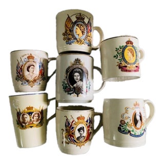 Collection of Vintage British Coronation / Royal Mugs - Set of 7 For Sale