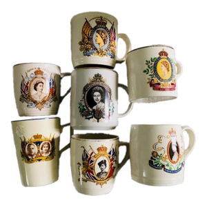 Collection of Vintage British Coronation / Royal Mugs - Set of 7