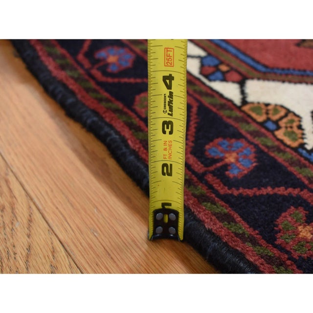 1960 Alabama Crimson Red Vintage Bohemian Persian Hamadan Pure Wool Hand Knotted Rug For Sale - Image 9 of 9