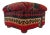 Vintage Turkish Kilim Footed Ottoman With Round Wood Turned Feet Made in Pakistan For Sale