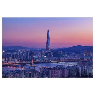 Challa, Cityscape Night View of Seoul, South Korea at Sunset Time, Photographic Paper For Sale