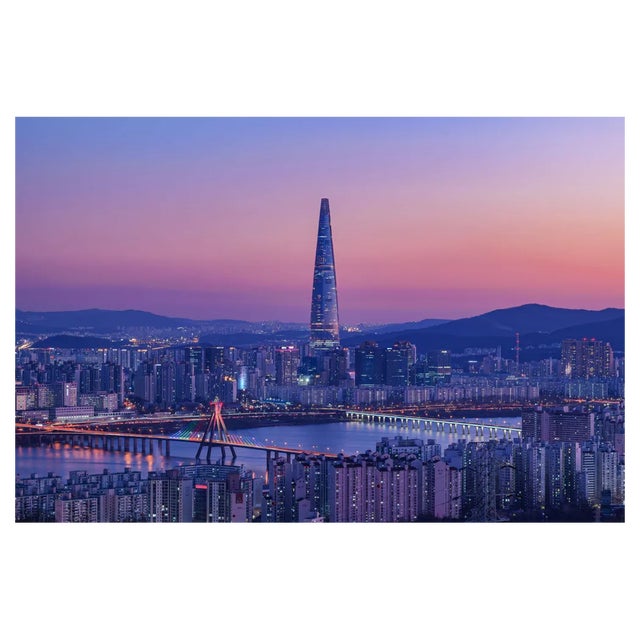 Challa, Cityscape Night View of Seoul, South Korea at Sunset Time, Photographic Paper For Sale
