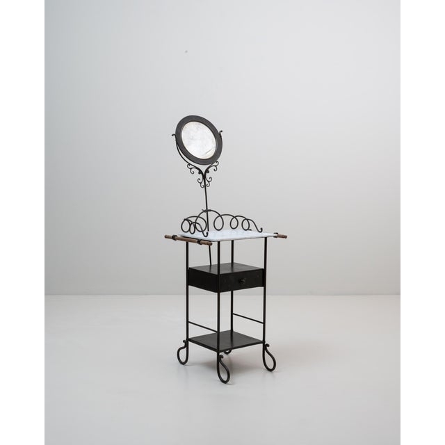 1900s French Metal Vanity With Marble Top and Mirror For Sale - Image 4 of 18