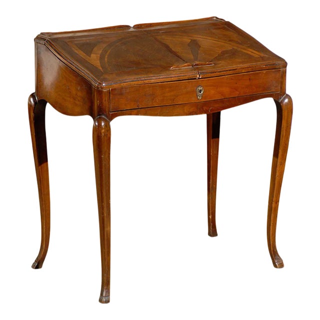 Petite French Louis XV Style Walnut Slant-Front Desk For Sale
