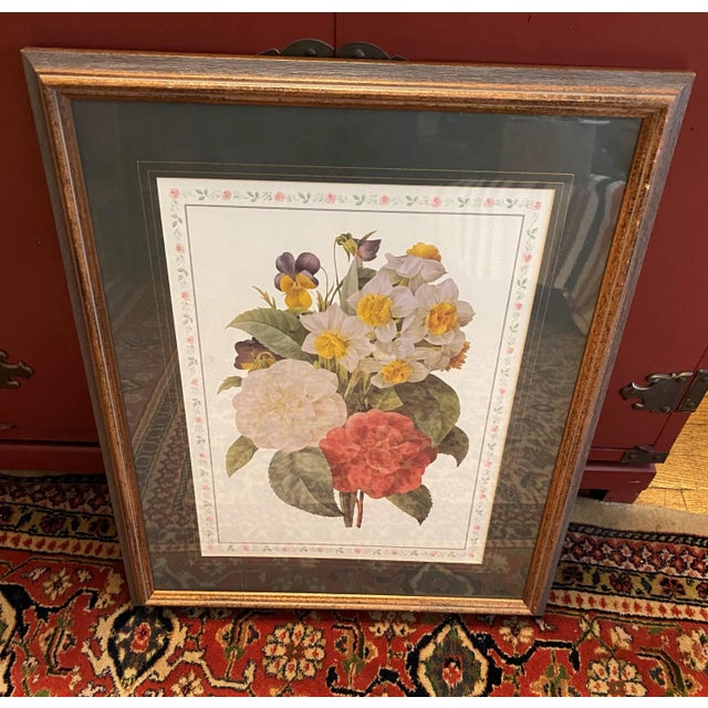 1980s Vintage Floral Lithograph Still Life For Sale - Image 5 of 8
