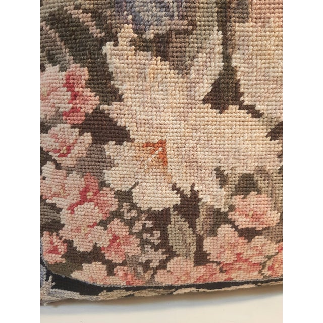 Ribbon Butterfly Floral Needlepoint Pillow For Sale In Fayetteville, AR - Image 6 of 10