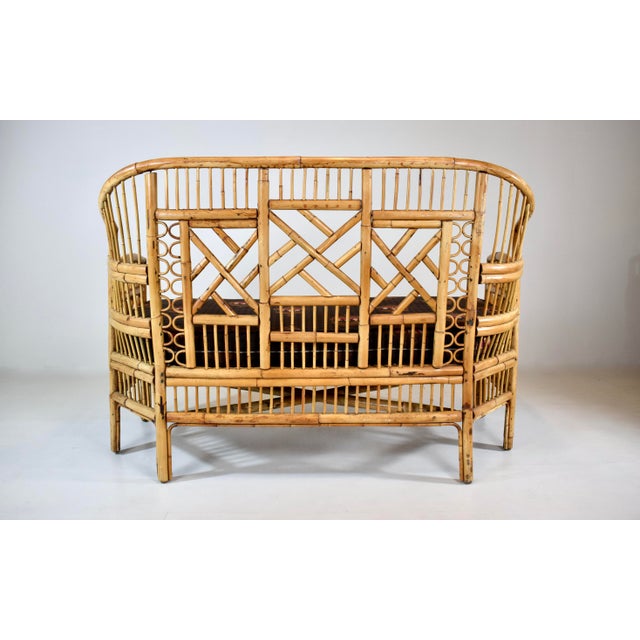 Mid-20th Century Coastal Brighton Pavilion Bamboo and Cane Settee For Sale - Image 9 of 14
