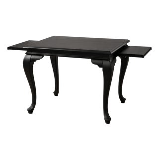 Vintage Black Queen Anne Drop-Leaf Dining Table For Sale