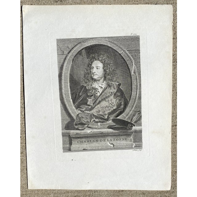 18th century engraving portrait of the French painter Charles de La Fosse (1636-1716).
