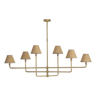 Regina Andrew Polly Chandelier, Natural Brass with Rattan Shades - 2 cartons For Sale