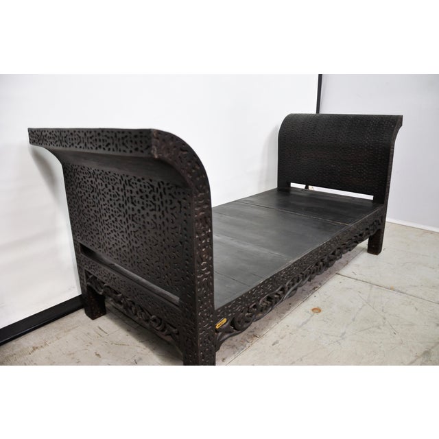 Carved Wood Moroccan Daybed With Cushion Chairish