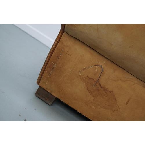 French Cognac Moustache Back Leather Club Chairs, 1940s, Set of 2 For Sale - Image 14 of 18