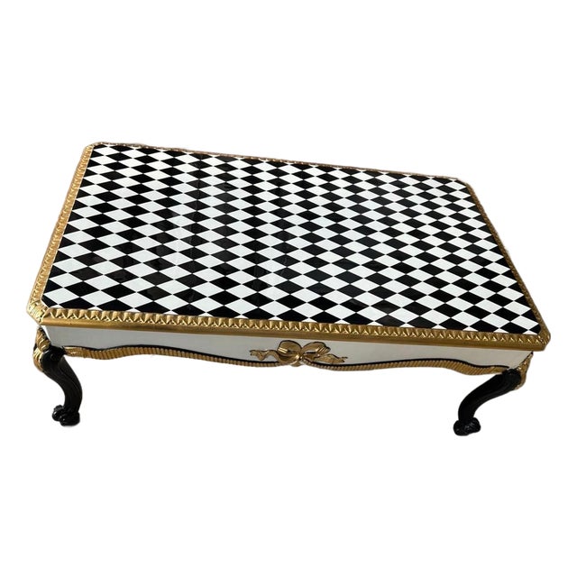 1960s Unique Louis XV style coffee checkered table For Sale