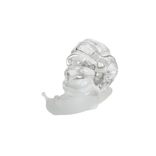 Mid-Century Modern Transparent Glass Snail Paperweight Shelf Decor For Sale - Image 3 of 4