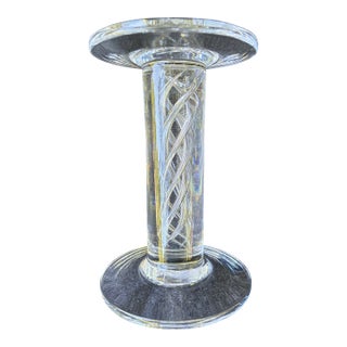 Vintage Simon Pierce Hand Blown Pillar Air Twist Candle Holder Pedestal For Sale