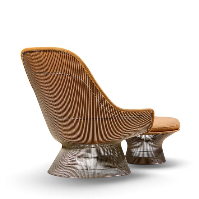 Metal Warren Platner for Knoll Mid Century Easy Lounge Chair and Ottoman For Sale - Image 7 of 10