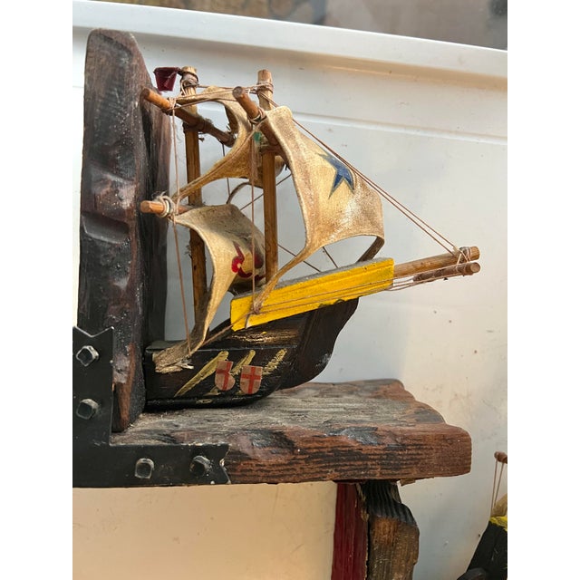 Wood 1970s Wood Pirate Ship Bookends For Sale - Image 7 of 7