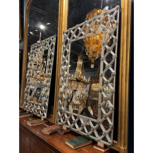Modern Pair of Italian Murano Lattice Mirrors For Sale - Image 3 of 5