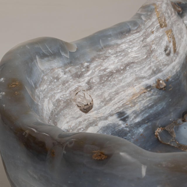 Mid 20th Century Brazil Light Gray Agate Decorative Bowl For Sale - Image 9 of 15