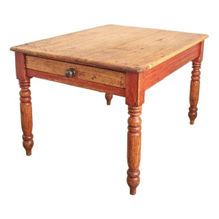 Antique Victorian Pine Farmhouse Kitchen Table For Sale