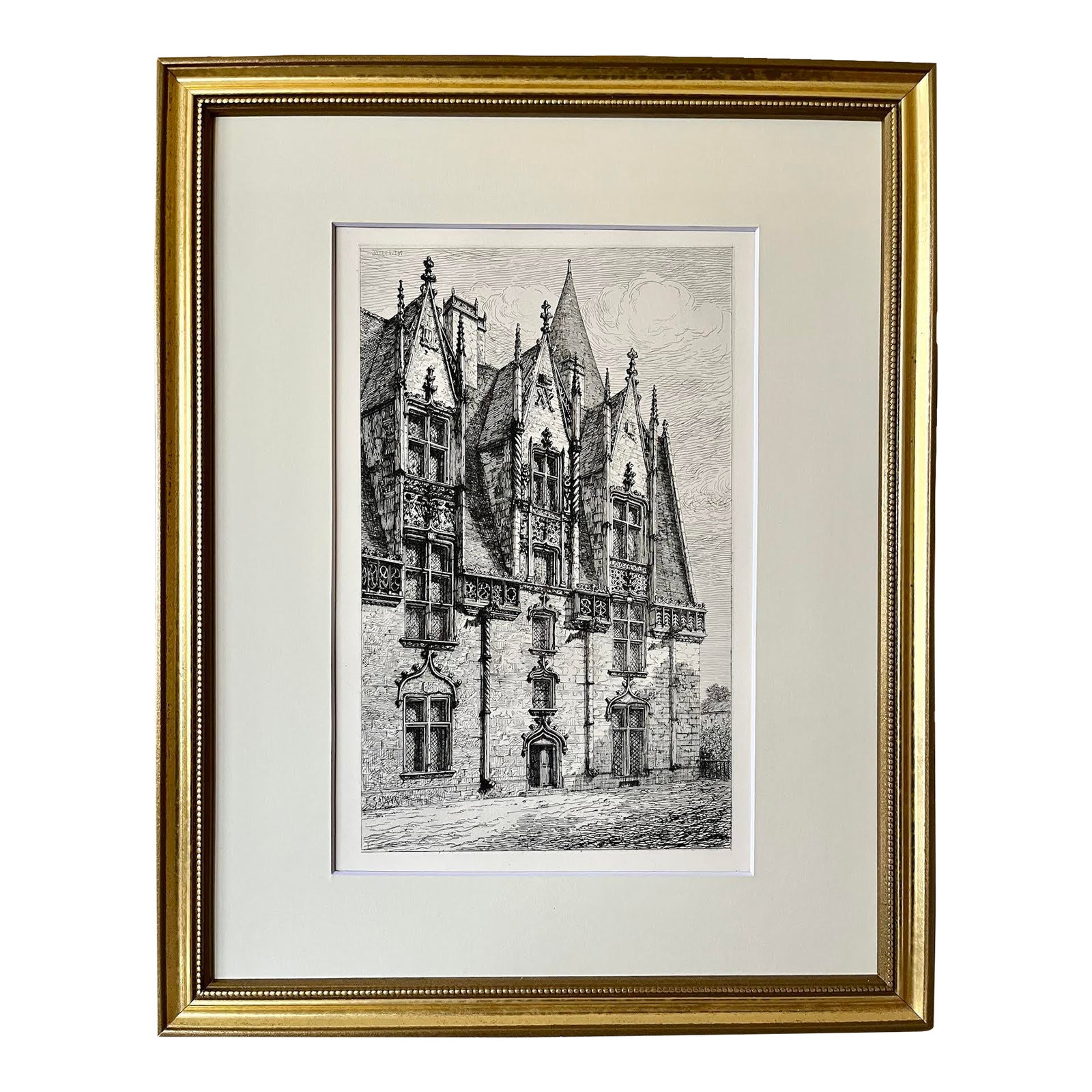 Antique French Etching French of Chateau Josselin by Eugene Sadoux Paris 1860 Chairish
