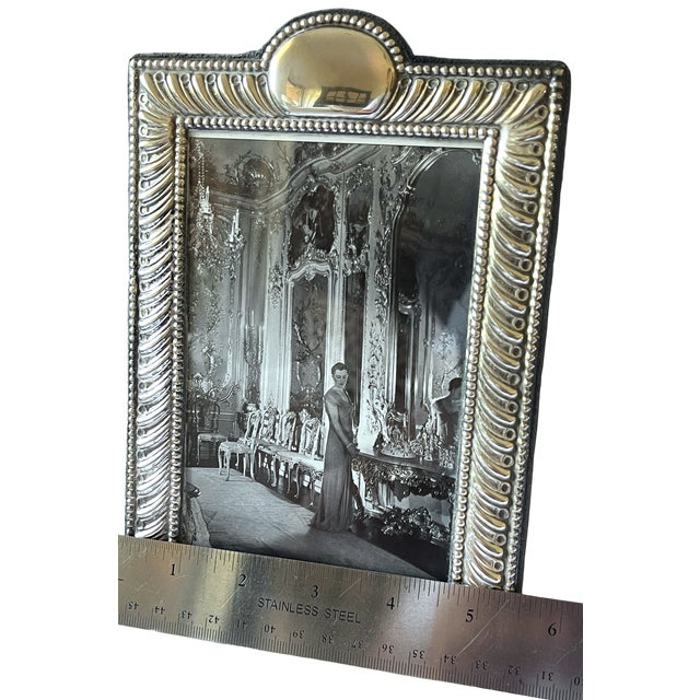 New Hallmarked Italian Sterling Silver Beaded & Fluted Picture Frame – 4x6 – After Buccellati Ralph Lauren For Sale - Image 9 of 12