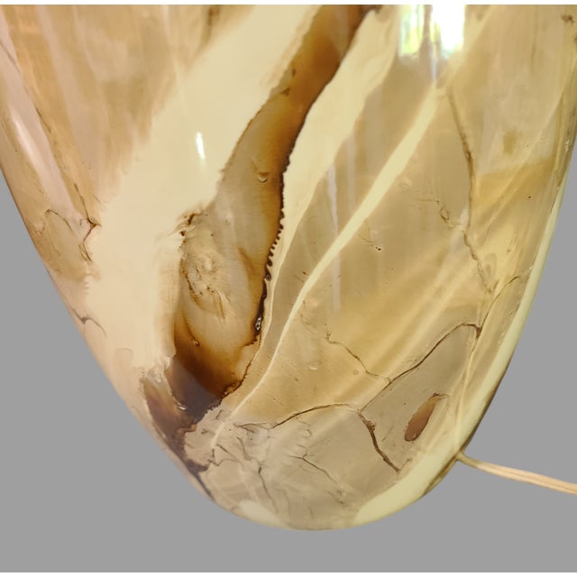 Vintage Mid-Century Modern Marbleized Ceramic Pottery Earth Tone Table Lamp For Sale - Image 6 of 12