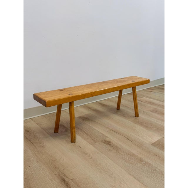 Contemporary Hagerty Handmade Pine Bench Rustic Colonial Farmhouse Vintage Entryway Seating For Sale - Image 3 of 10