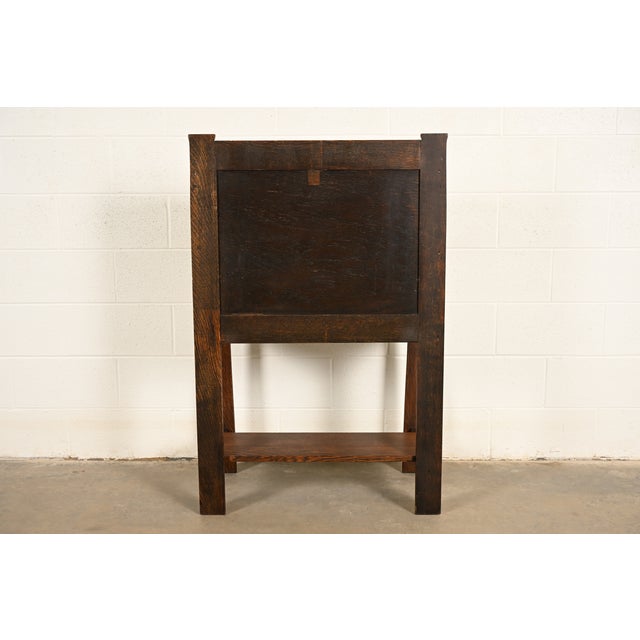Stickley Brothers Style Antique Mission Oak Arts & Crafts Drop Front Secretary Desk, Circa 1910 For Sale - Image 16 of 18