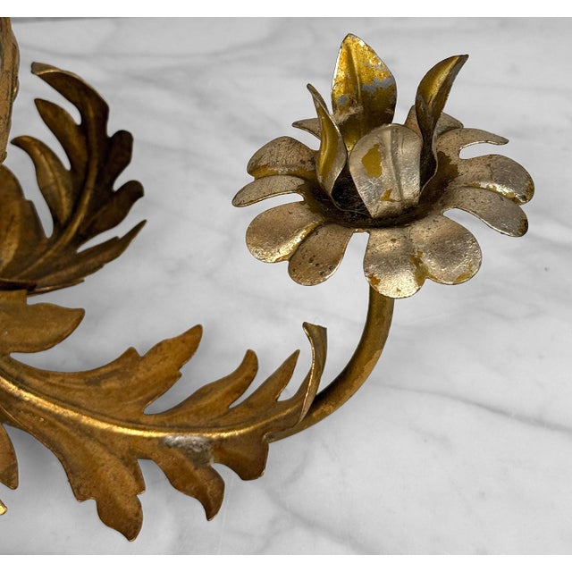 Gold Vintage Italian Gold Gilt Metal Centerpiece Planter Candlestick Holder For Sale - Image 8 of 10