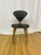Nuevo satine dining chairs featuring black leather seats and an American walnut finish. Crafted with bent plywood...