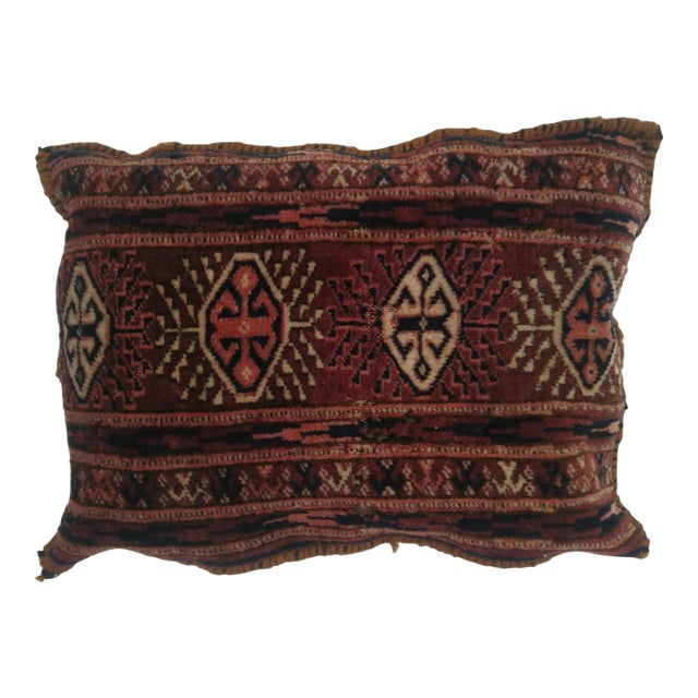 Pillow W/ Antique Persian Rug Fragment, 1' X 1'5" For Sale