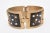 1950s Vintage White and Brown Enamel Gold Plated Abstract Dot Link Cuff Bracelet, 1950's For Sale - Image 5 of 8