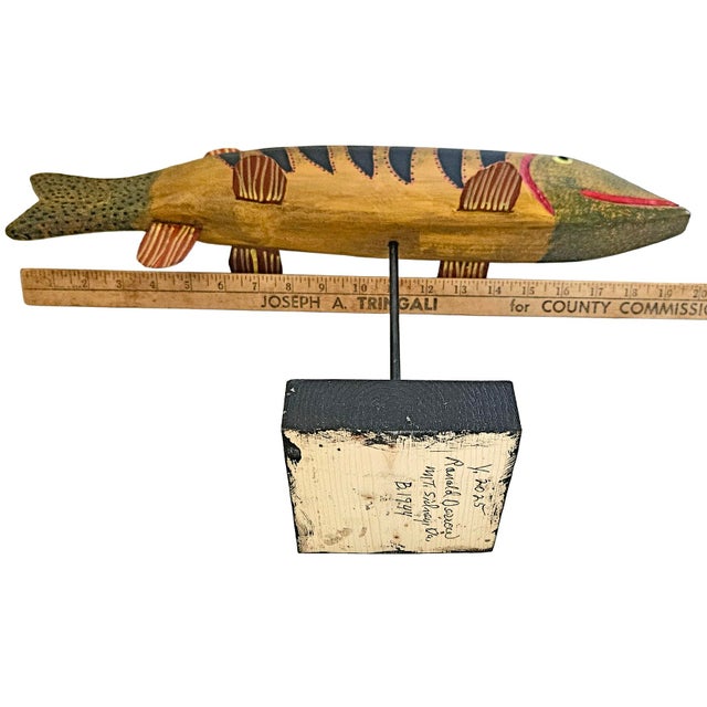Contemporary Folk Art Fish Decoys by Ronald Derrow Set of 2 For Sale - Image 17 of 18