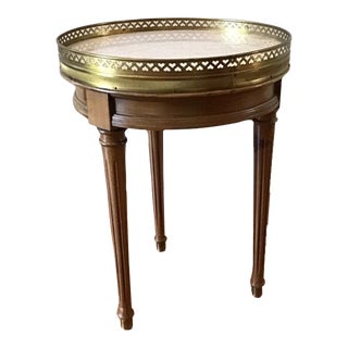 Marble Top Brass Filagree Brandt Side Table For Sale