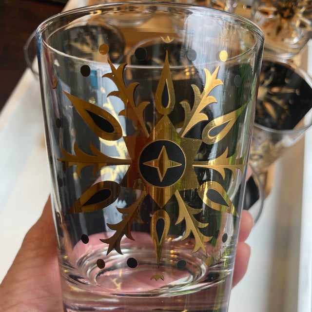 1950s Double Old Fashioned Bourbon Glasses Signed Helen Conroy Atomic