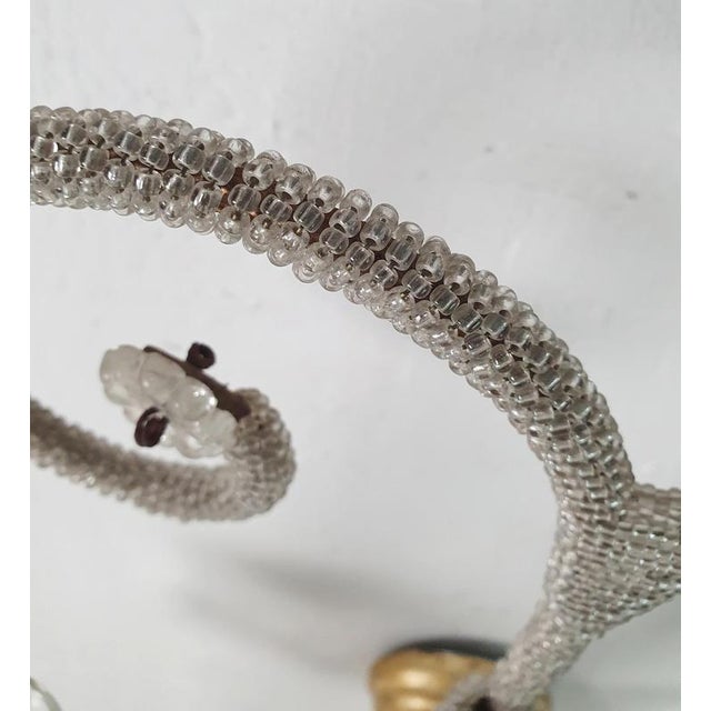 Rococo Italian Rococo Wall Sconces in Gold Iron, Crystal and Glass Beads, 1950s, Set of 2 For Sale - Image 3 of 9