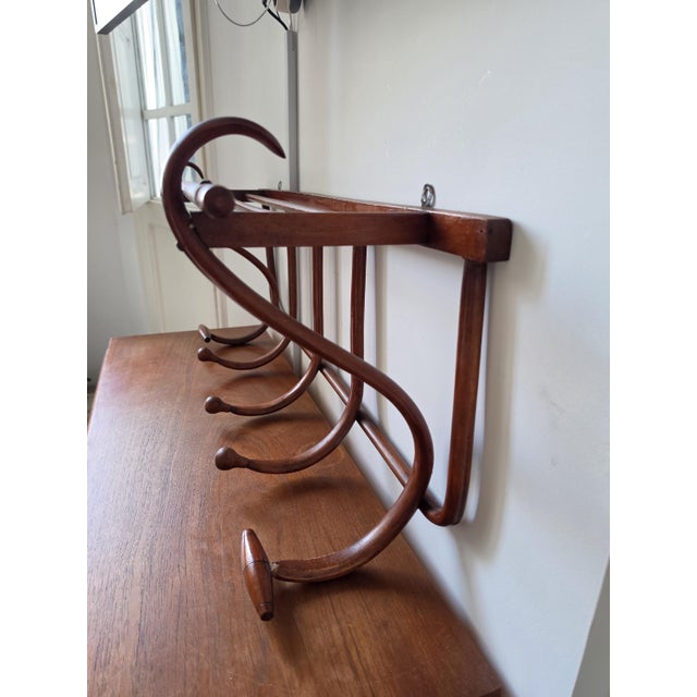 Dimensions: 35.4 × 16.1 × 9.1 in (90 × 41 × 23 cm) A beautifully crafted vintage bentwood wall-mounted coat rack inspired...