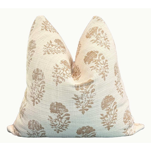 Featuring honey gold botanicals on richly woven chenille, this is designer fabric at its finest. These pillows would be...
