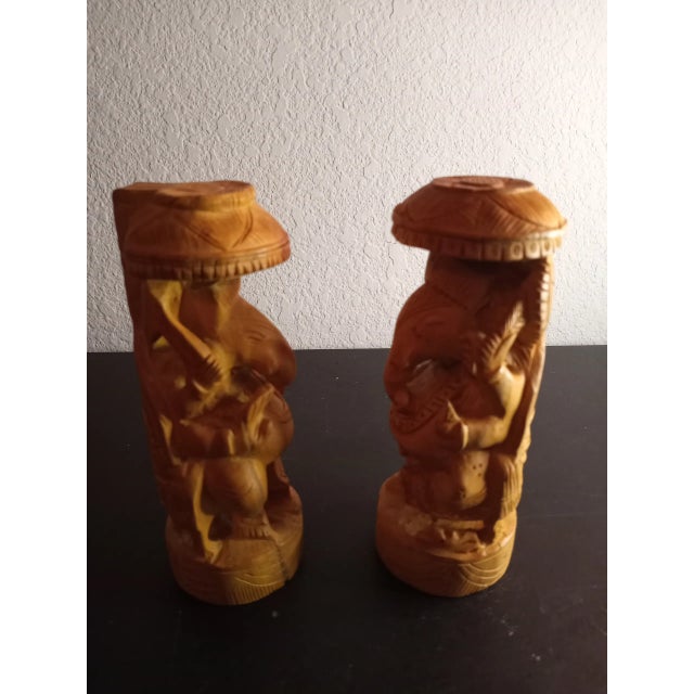 Boho Chic Handcarved Sandalwood Lord Ganesh Figurines - Set of 2 For Sale - Image 3 of 7