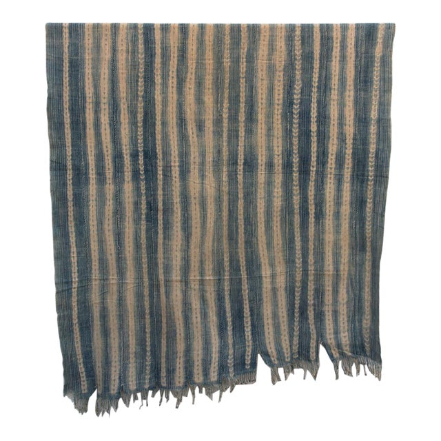 Vintage Malinke African "River Basin" Indigo Throw For Sale