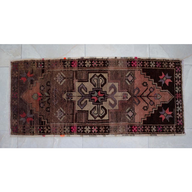 Hand Knotted Small Turkish Rug - 19" X 42" For Sale - Image 15 of 15