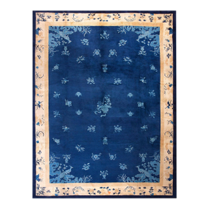 An Excellent Example of Chinese Culture in a Qing Style on Royal Blue Background Color and Beige Border
