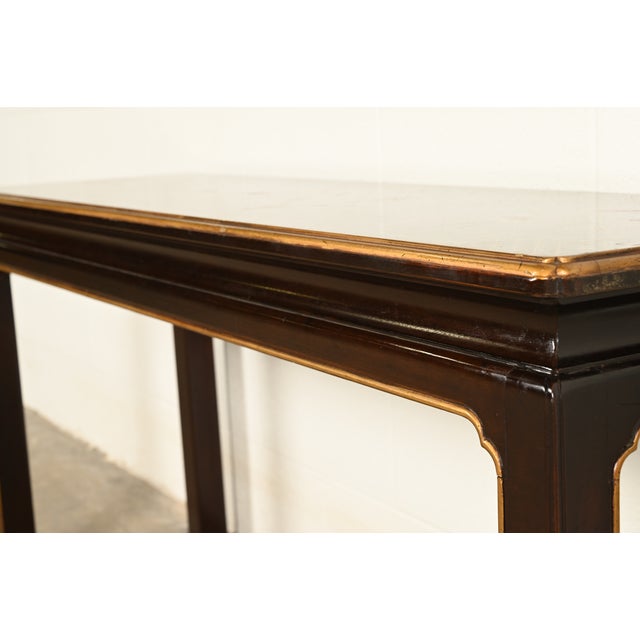 Henredon Hollywood Regency Chinoiserie Mahogany Hand-Painted Console Table With Bird Motif | Circa 1980s For Sale - Image 12 of 16